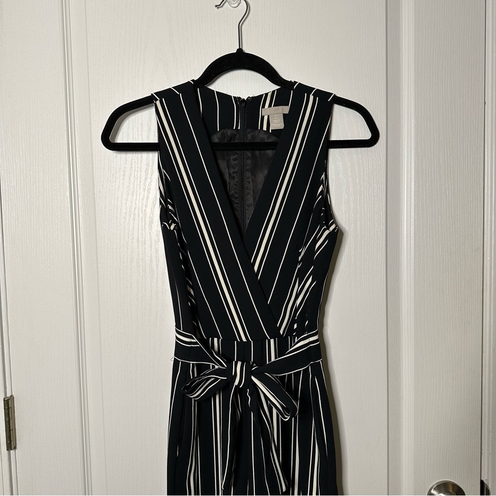 H&M Striped Surplice V-Neck Jumpsuit